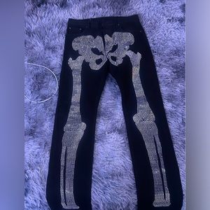 MNML Skeleton Rhinestone Pants